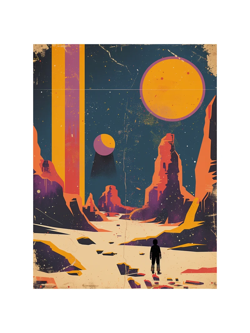 Astronaut auf fremdem Planeten Poster