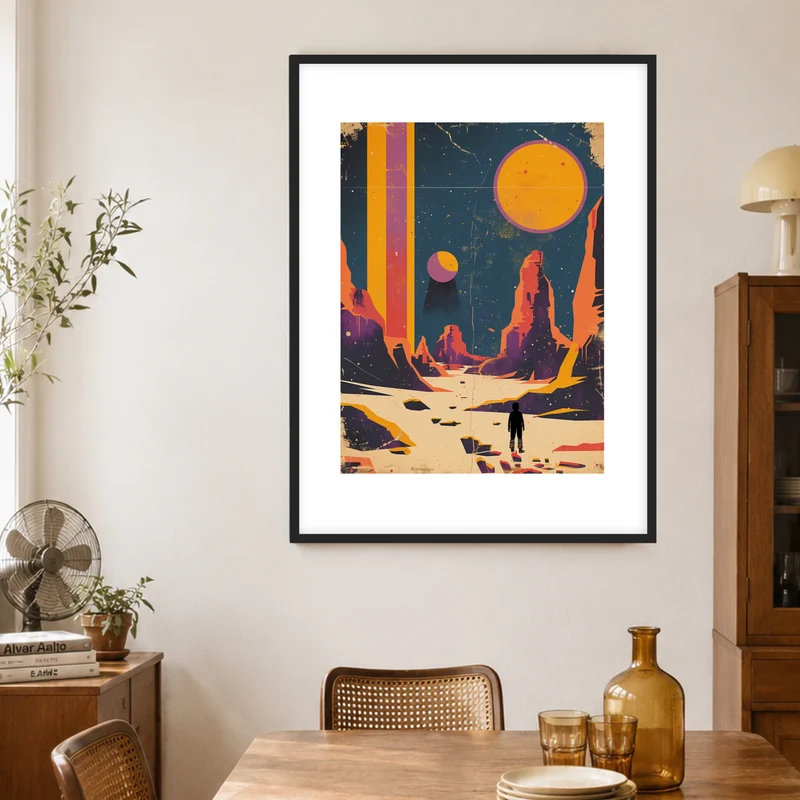 Astronaut auf fremdem Planeten Poster