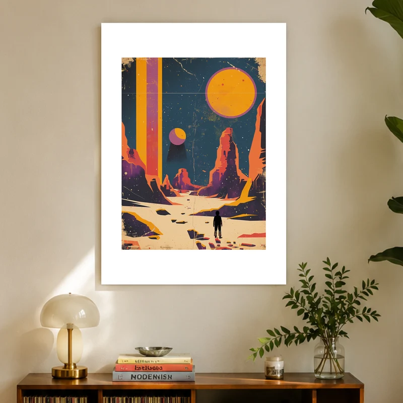 Astronaut auf fremdem Planeten Poster