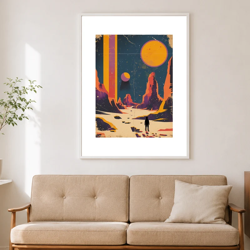Astronaut auf fremdem Planeten Poster
