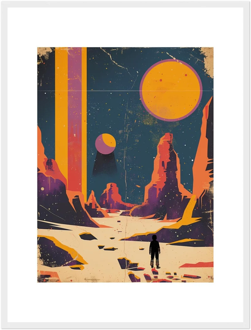 Astronaut auf fremdem Planeten Poster