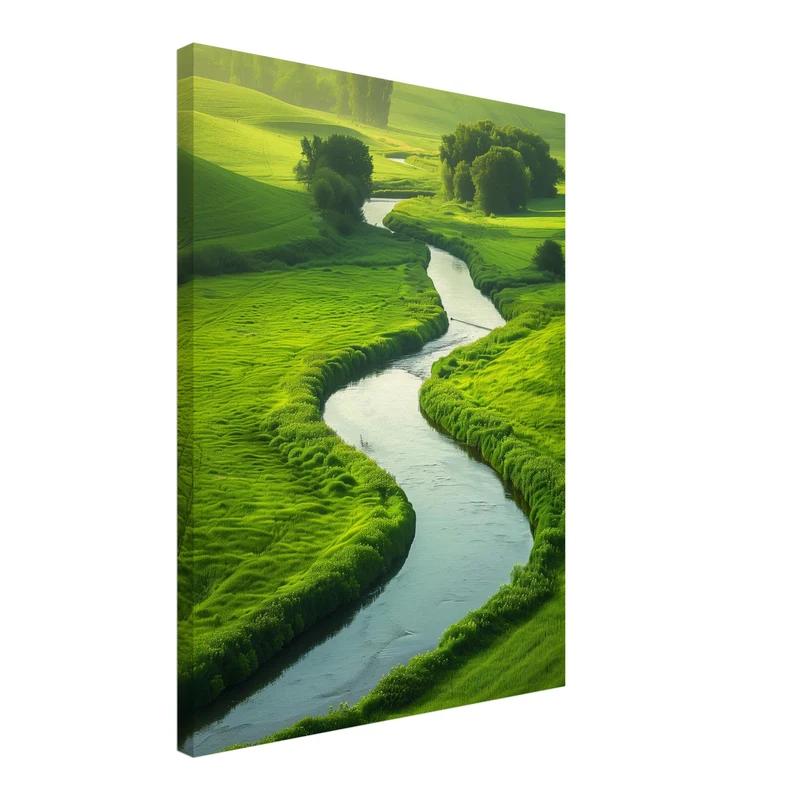 Fluss in grüner Landschaft Leinwandbild