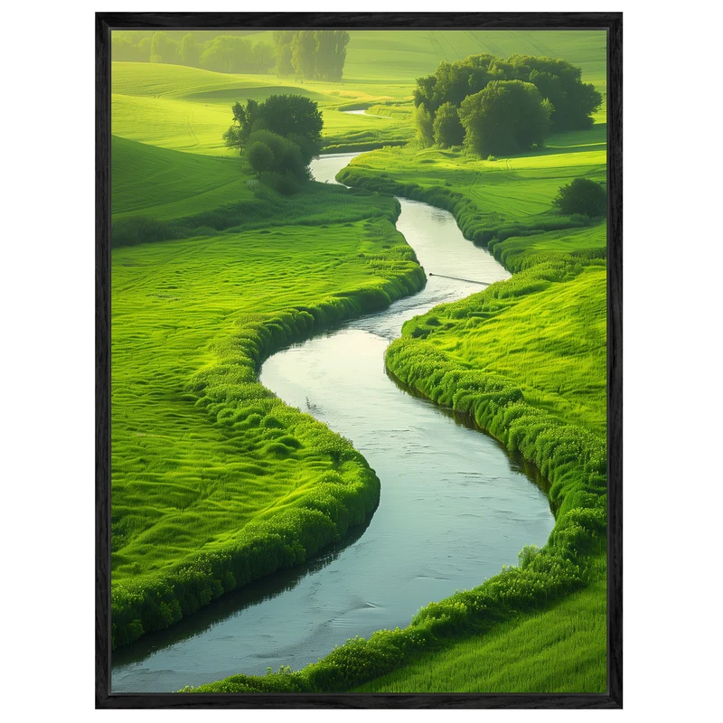 Fluss in grüner Landschaft Leinwandbild