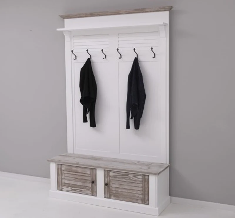 Casa Padrino Garderobe im Landhausstil mit 2 Türen, 140 x 41 x 210 cm