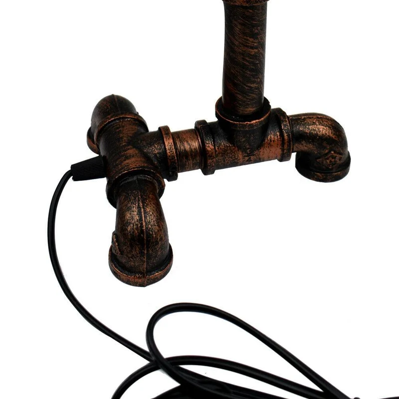 Rustikale rote Retro industrielle Tischlampe Wasserrohrlampen E27 Loft Light Rohrlampen~1239