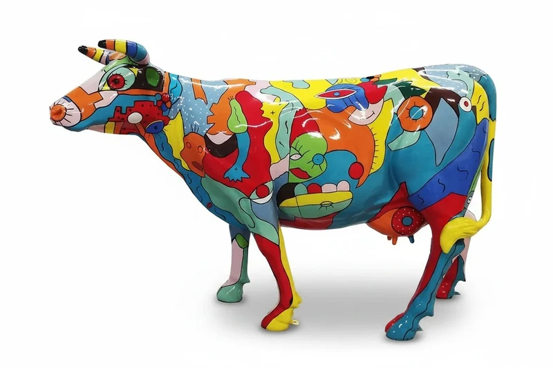Casa Padrino Luxus Deko Skulptur Kuh Urbane H. 160 cm - Riesige Gartenskulptur - Lebensgroße Skulptur - XXL Deko Skulptur - XXL Deko Figur