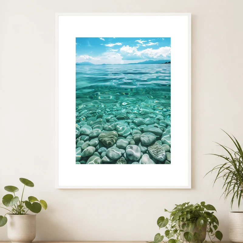 Kieselsteine im Meer Poster