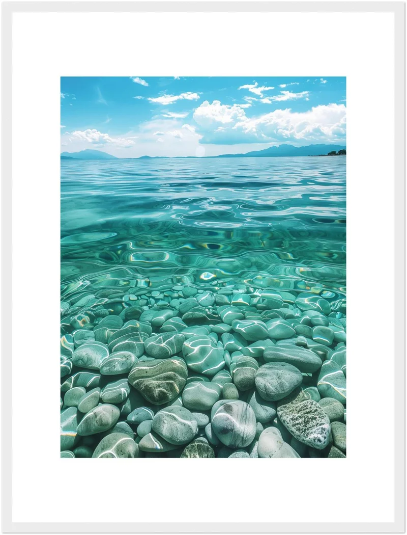 Kieselsteine im Meer Poster