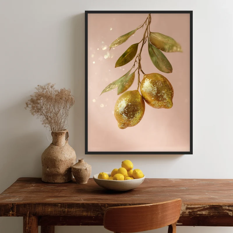 Goldene Disco-Zitronen Poster