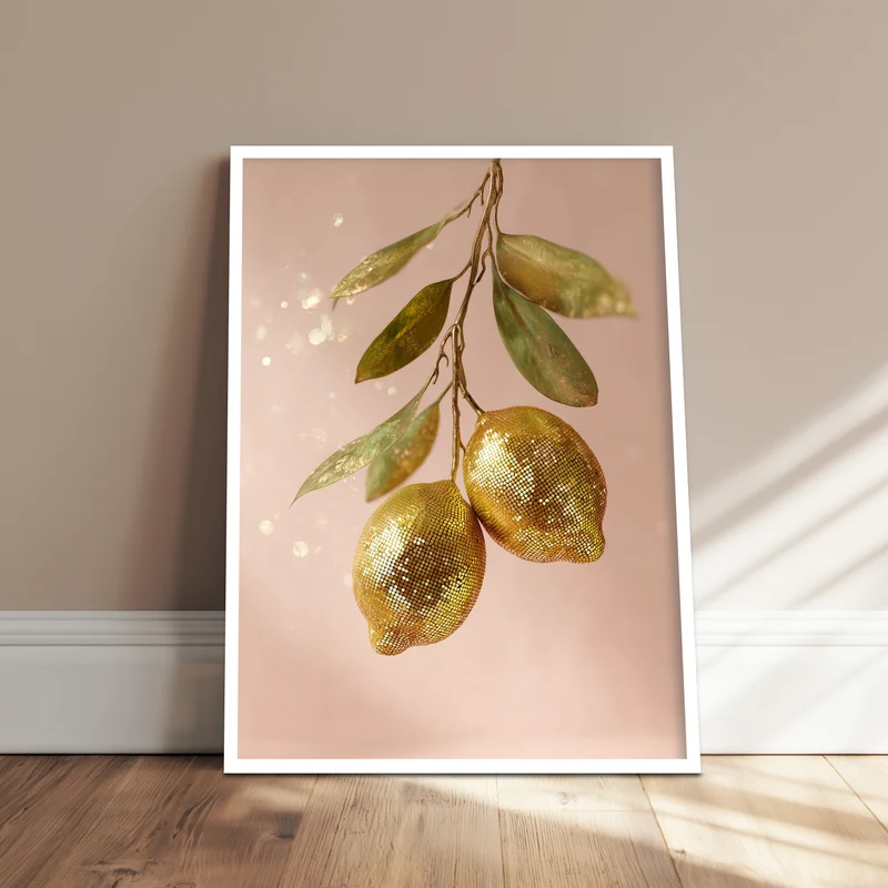 Goldene Disco-Zitronen Poster