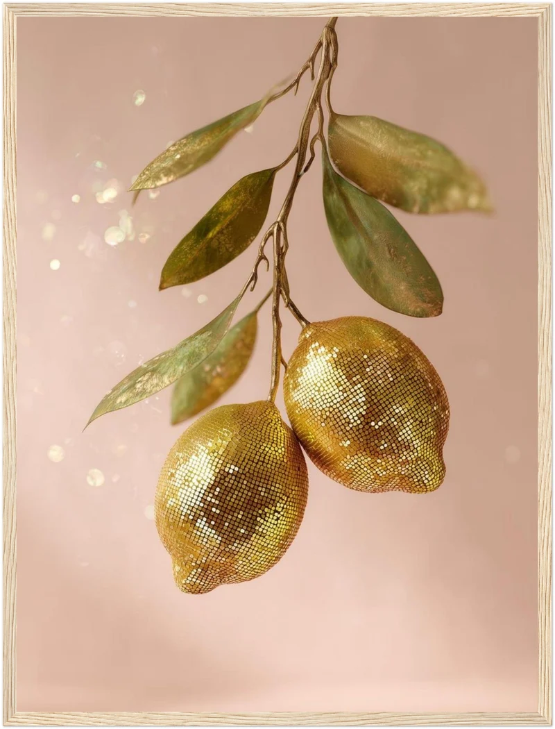 Goldene Disco-Zitronen Poster