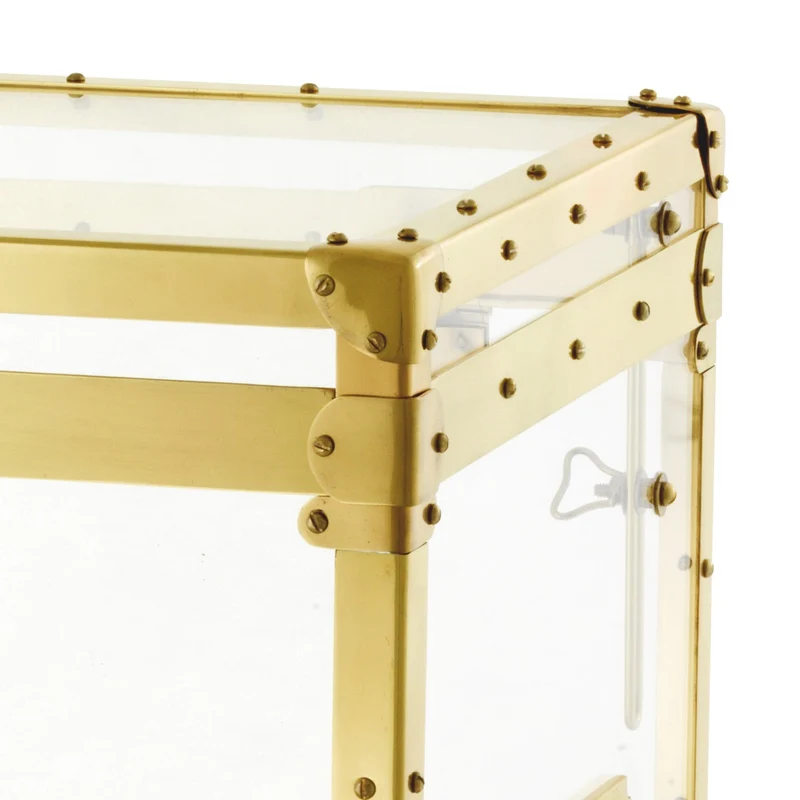 Eichholtz Flightcase Exposed Gold - Beistelltisch aus Acryl mit Messingrahmen und Ständer