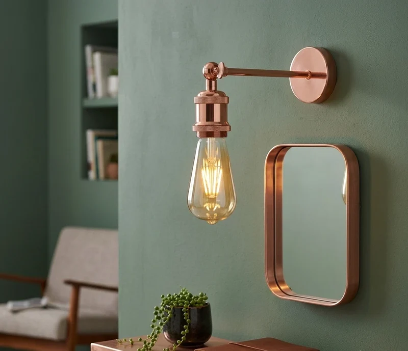 Vintage Wandleuchte Innen Verstellbar Wandlampe Metall E27 ~1309