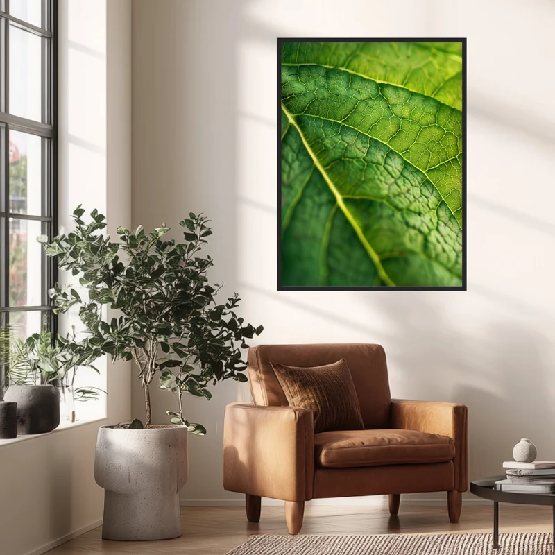 Grünes Blatt Makro Poster