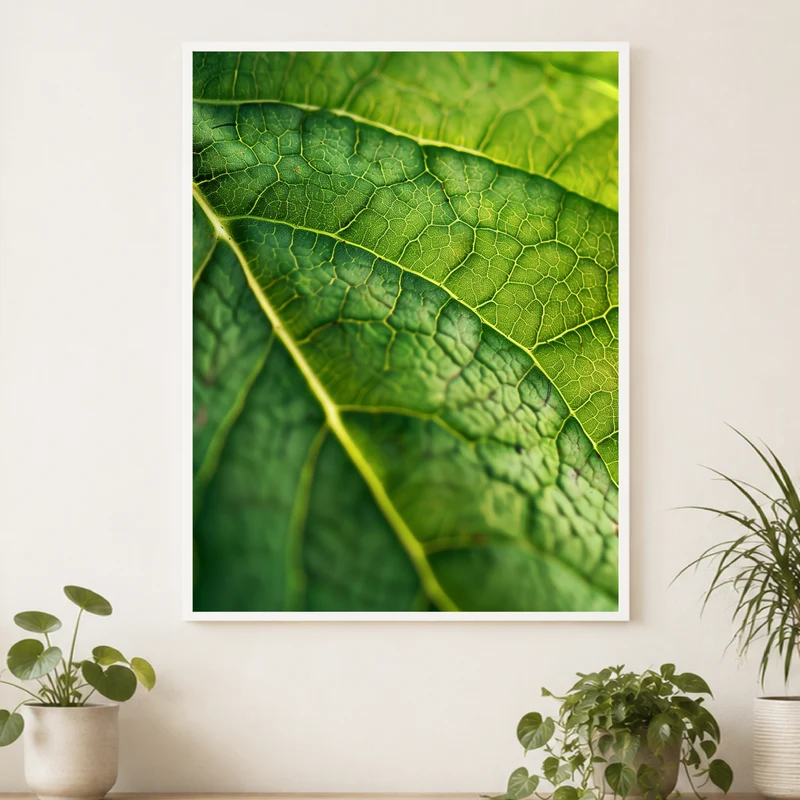 Grünes Blatt Makro Poster
