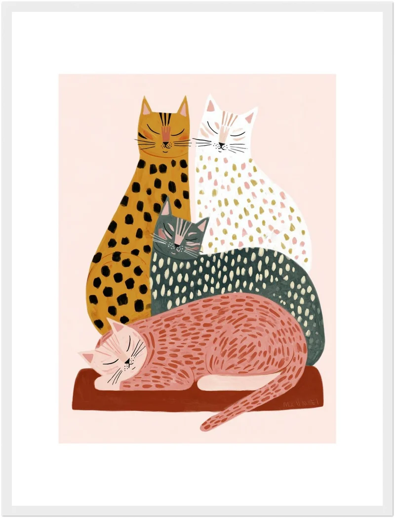 Schlafende Katzenfamilie Poster