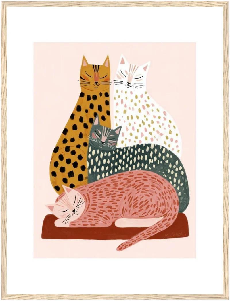 Schlafende Katzenfamilie Poster