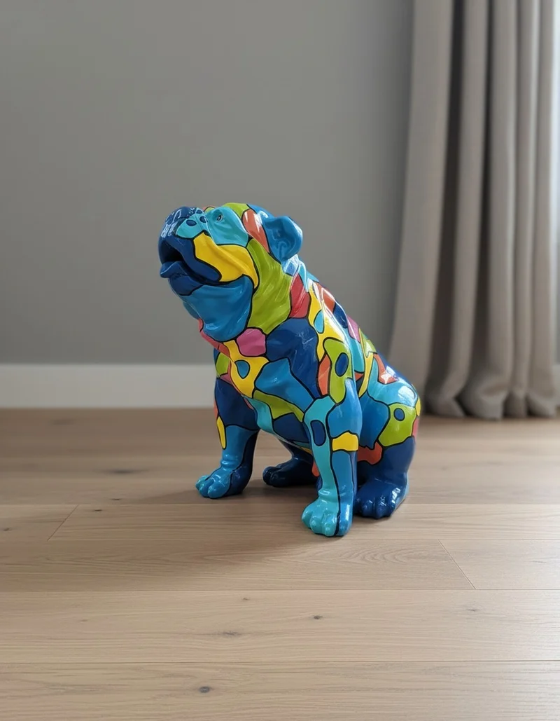 Casa Padrino Luxus Deko Skulptur Hund Sitzend Mosaik Bulldogge H. 67 cm - Deko Skulptur - Deko Figur - Tierfigur - Gartendeko