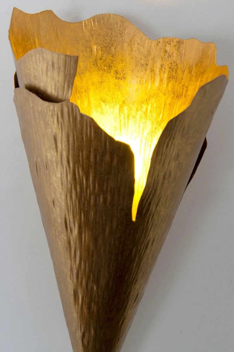 Wandleuchte Gingko Quattro gehämmert Rund 14x15cm Gold