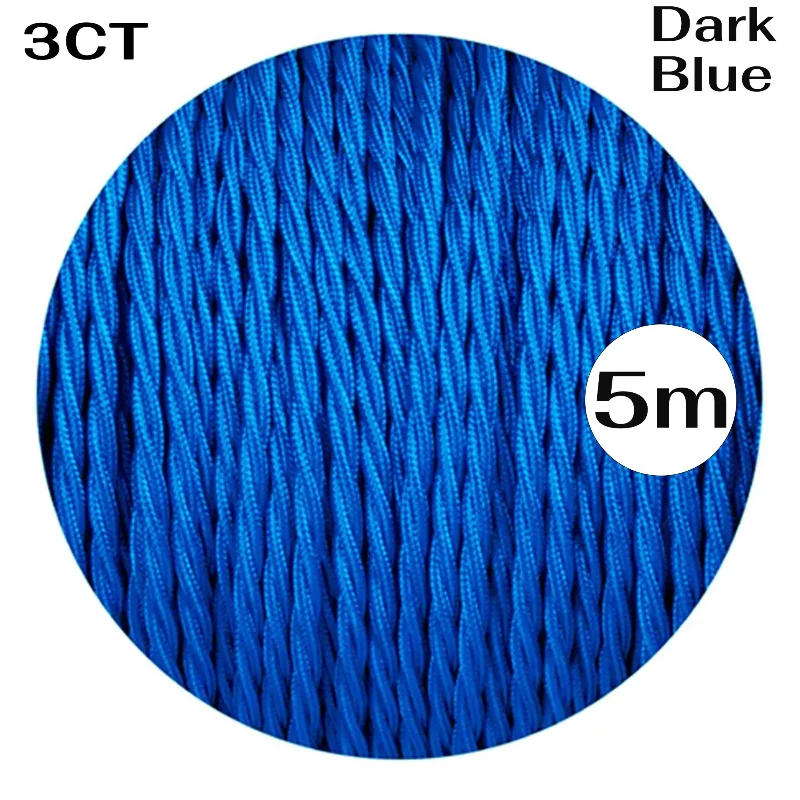 LEDSONE Textilkabel Dunkelblau 3-adrig Gedreht Stoff ~1204