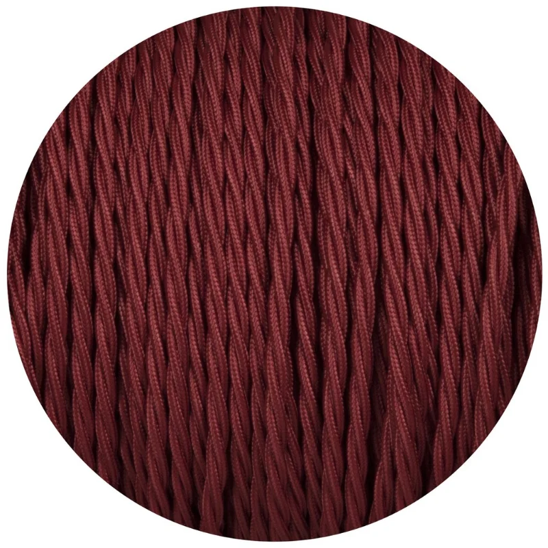 Ledsone Textilkabel 3-adrig Burgund Gedreht Stoffkabel ~1200