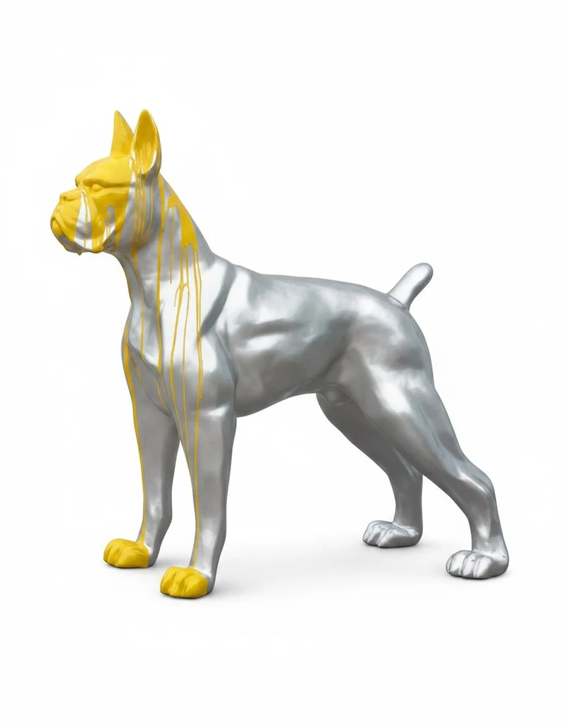 Casa Padrino Luxus Deko Skulptur Hund Riesenboxer H. 180 cm - Riesige Gartenskulptur - Lebensgroße Skulptur - XXL Deko Skulptur - XXL Deko Figur