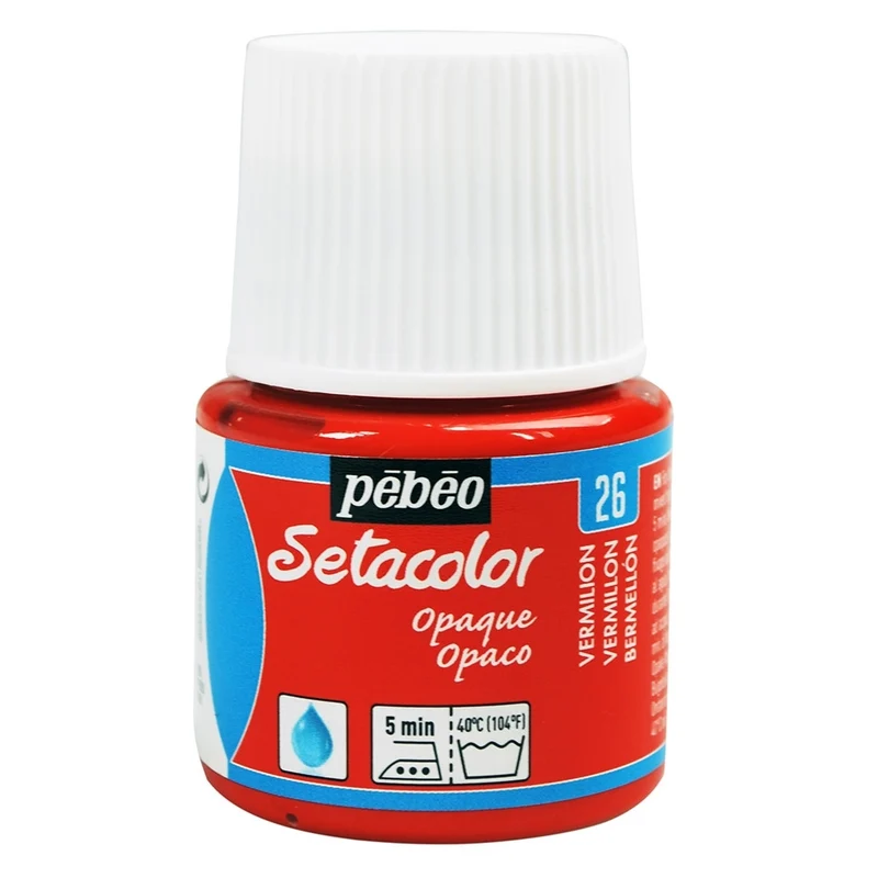 Pebeo - Setacolor Fabric & Textile Paint - Opaque Matt - Vermilion - 45ml