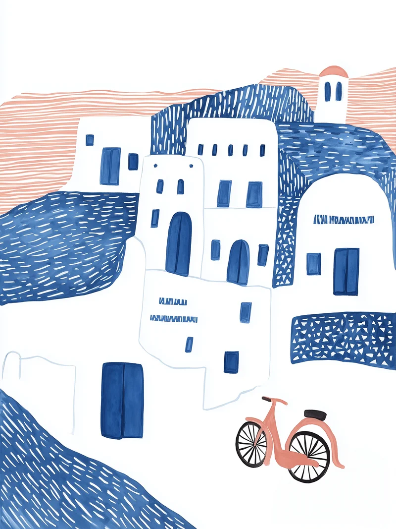 Santorini Häuser minimalistisch Leinwandbild