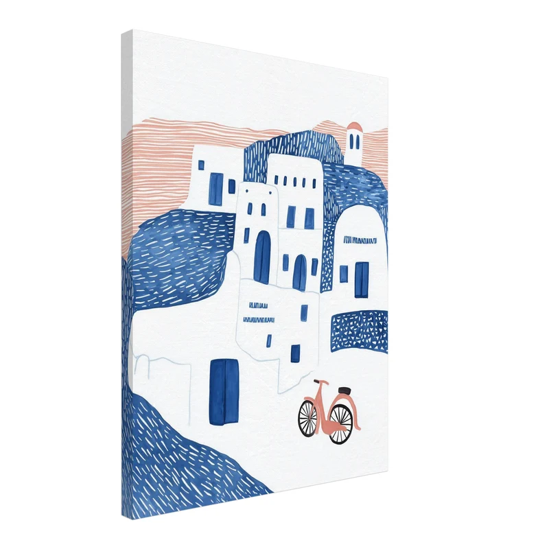 Santorini Häuser minimalistisch Leinwandbild