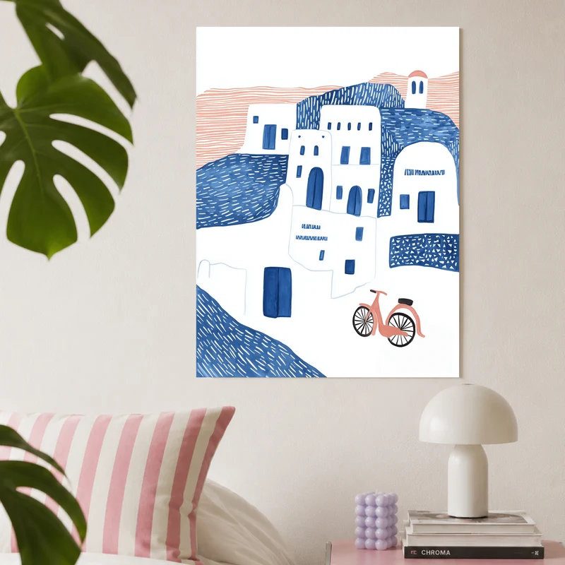 Santorini Häuser minimalistisch Leinwandbild