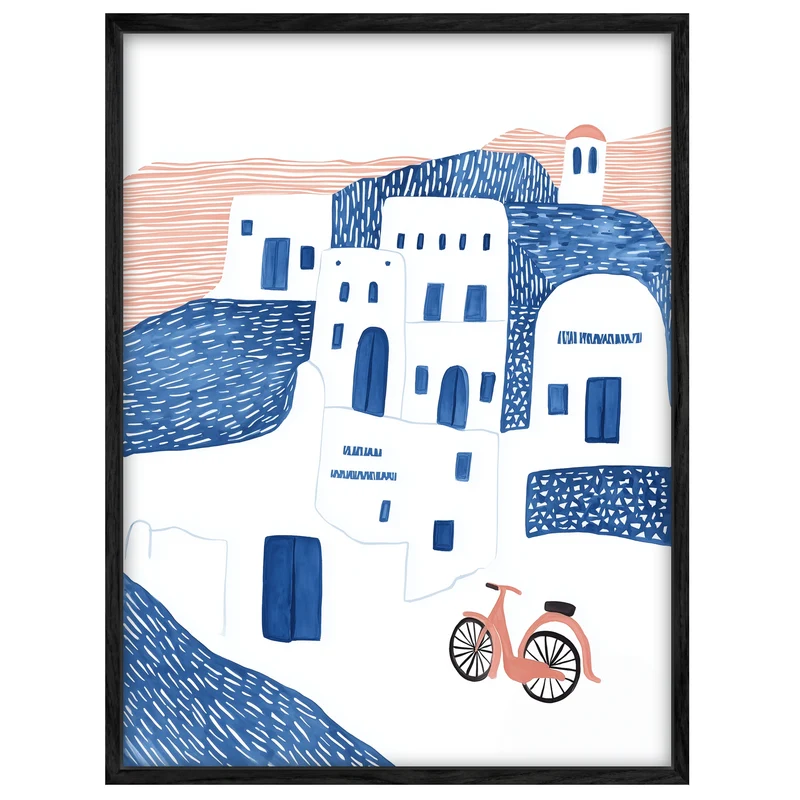 Santorini Häuser minimalistisch Leinwandbild