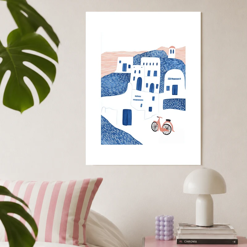 Santorini Häuser minimalistisch Poster