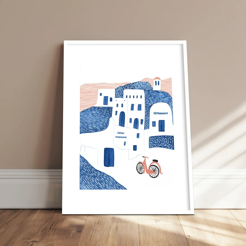 Santorini Häuser minimalistisch Poster