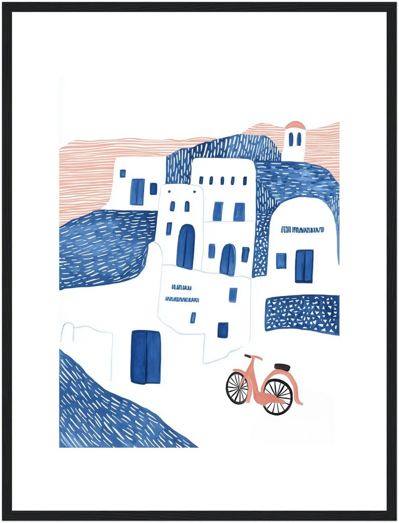 Santorini Häuser minimalistisch Poster