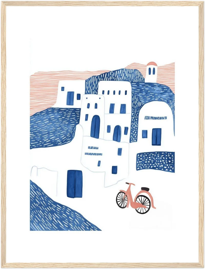 Santorini Häuser minimalistisch Poster