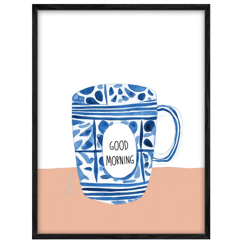 Blaue Kaffeetasse Muster Leinwandbild