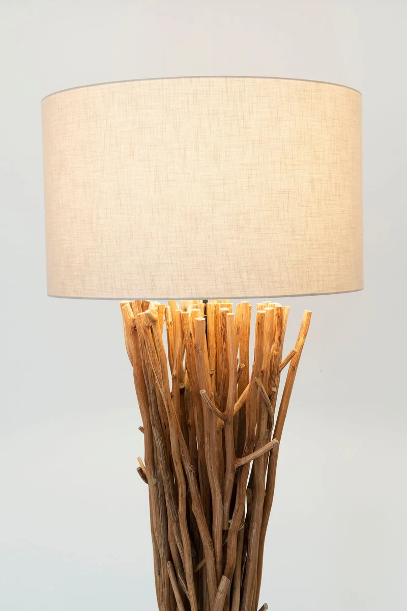 Stehlampe Palmaria Holz mit Schirm Rund 177 cm Natur