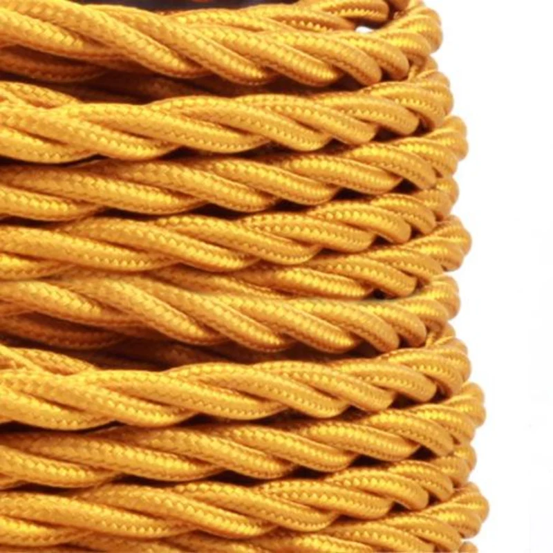 Goldenes Textilkabel 2-adrig Gedrehtes Stoffkabel DIY-Lampen ~1166
