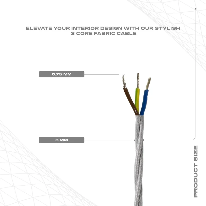 Ledsone Textilkabel 3-adrig Weiß Gedreht Stoffkabel ~1196