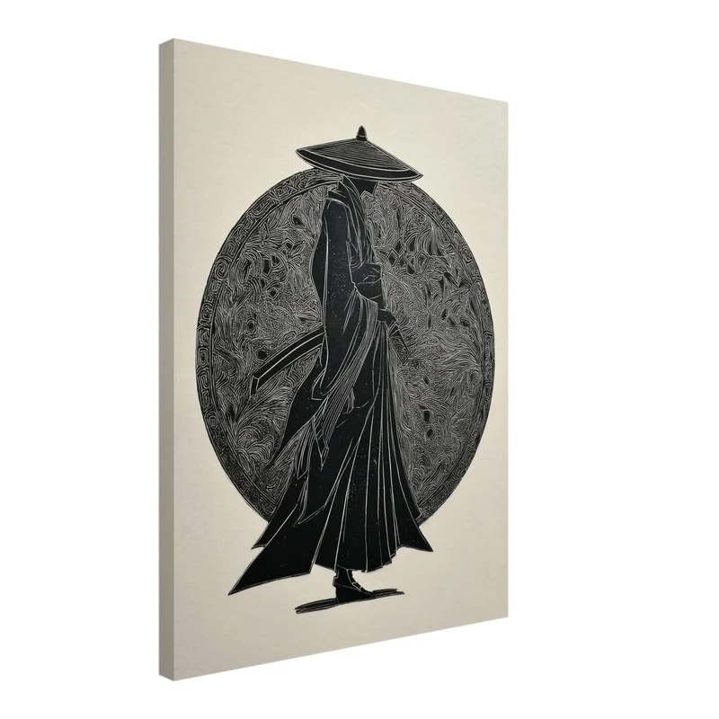 Samurai Silhouette Holzschnitt Leinwandbild