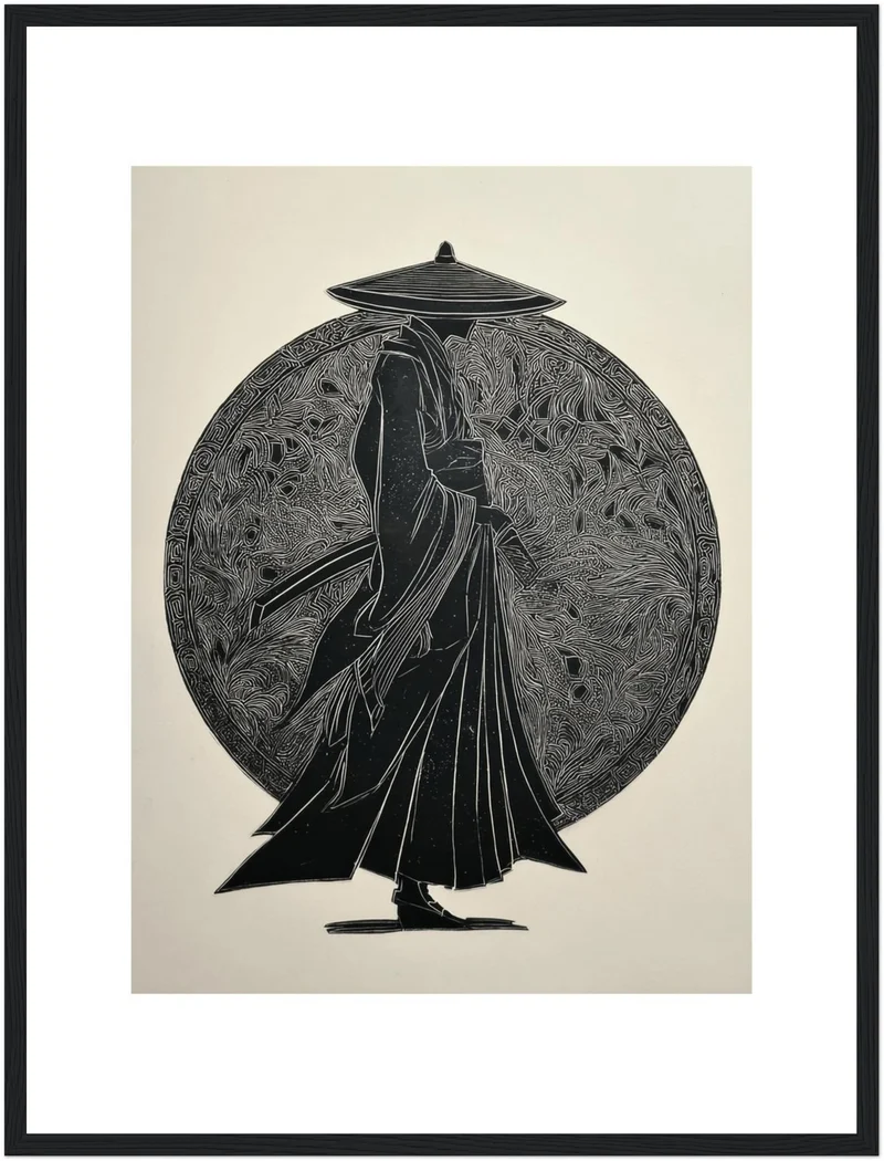 Samurai Silhouette Holzschnitt Poster