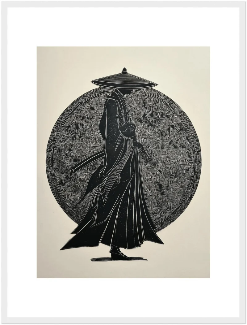 Samurai Silhouette Holzschnitt Poster