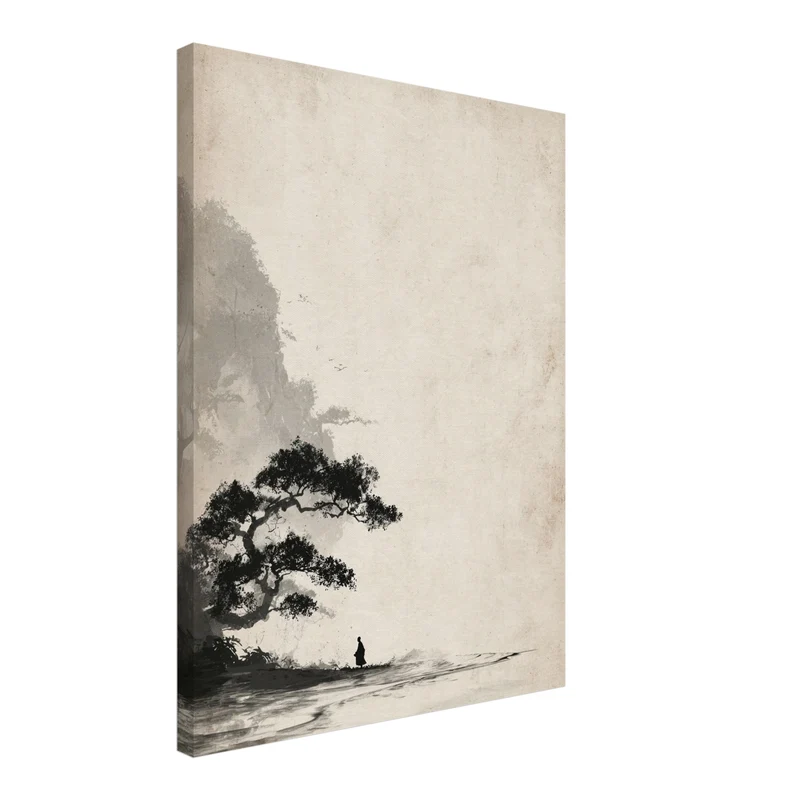 Mönch unter Baum Sumi-e Leinwandbild