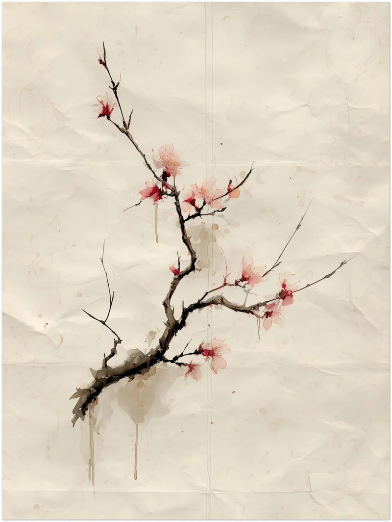 Kirschblütenzweig Aquarell Leinwandbild