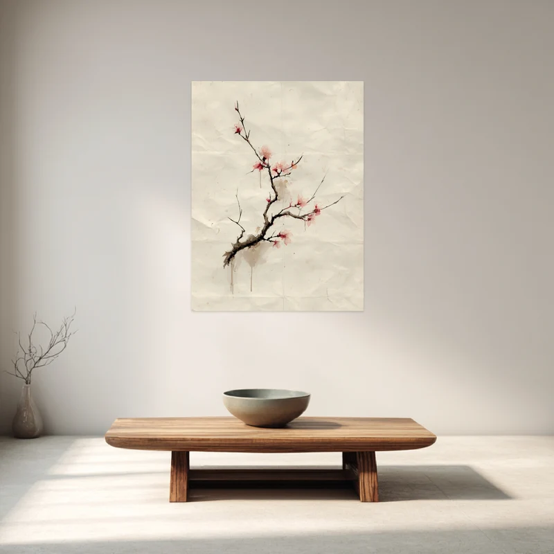 Kirschblütenzweig Aquarell Leinwandbild