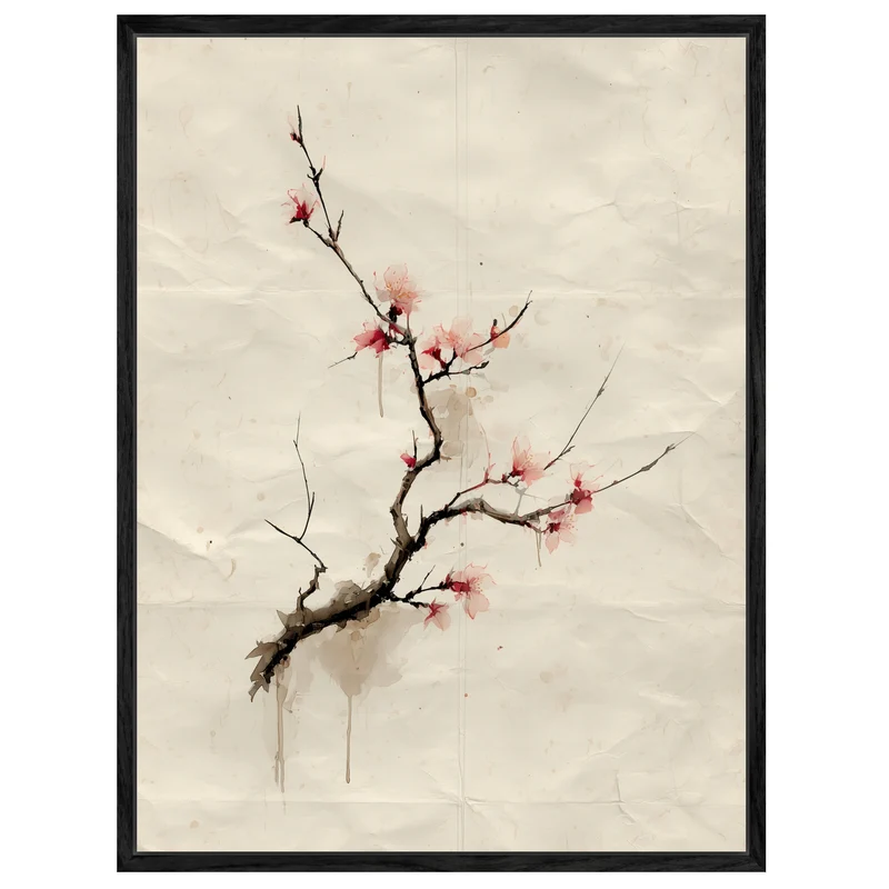 Kirschblütenzweig Aquarell Leinwandbild