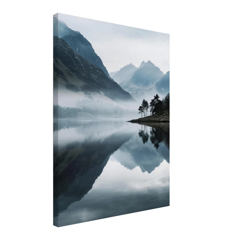 Bergsee im Nebel Leinwandbild