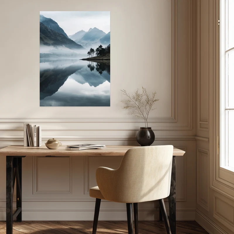 Bergsee im Nebel Leinwandbild