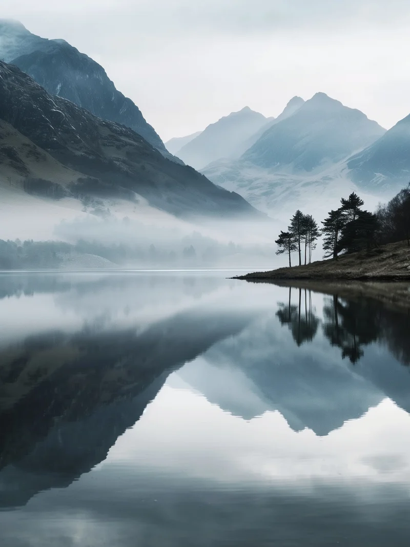 Bergsee im Nebel Poster