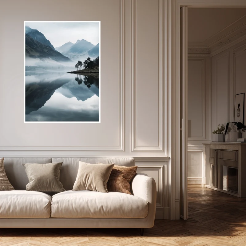 Bergsee im Nebel Poster